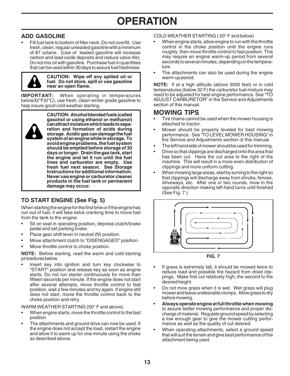 Operation, Mowing tips | Poulan 183313 User Manual | Page 13 / 48