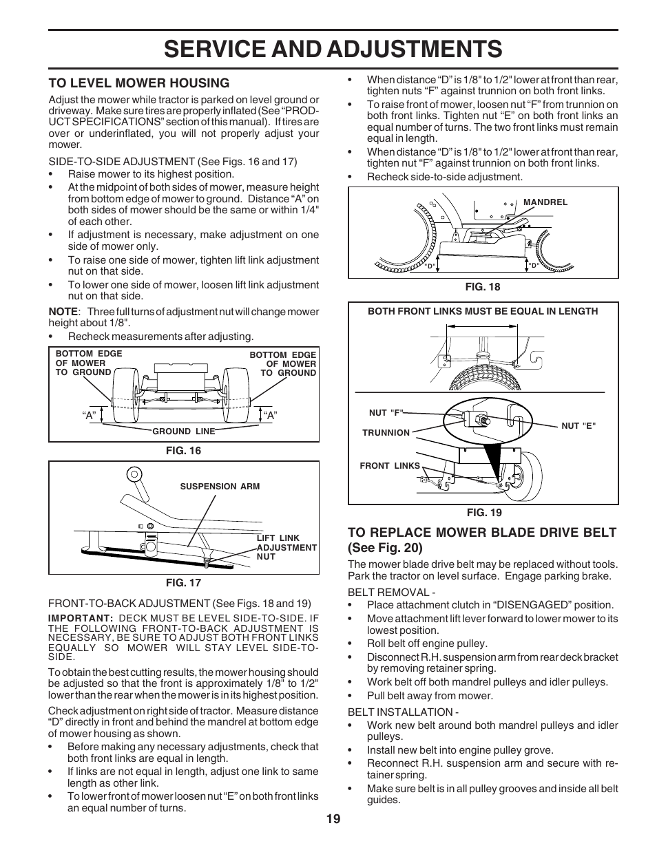 Service and adjustments | Poulan 183313 User Manual | Page 19 / 48