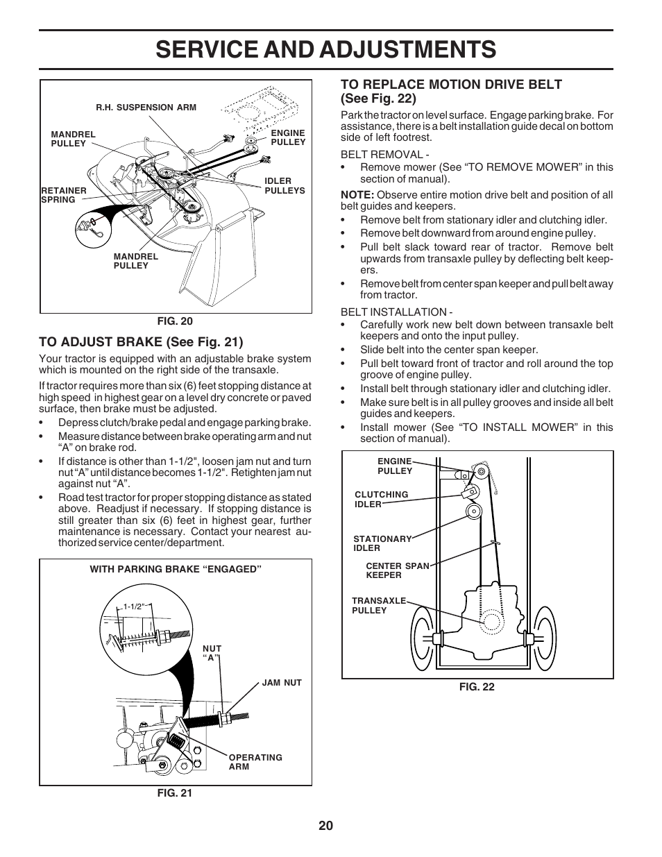 Service and adjustments | Poulan 183313 User Manual | Page 20 / 48