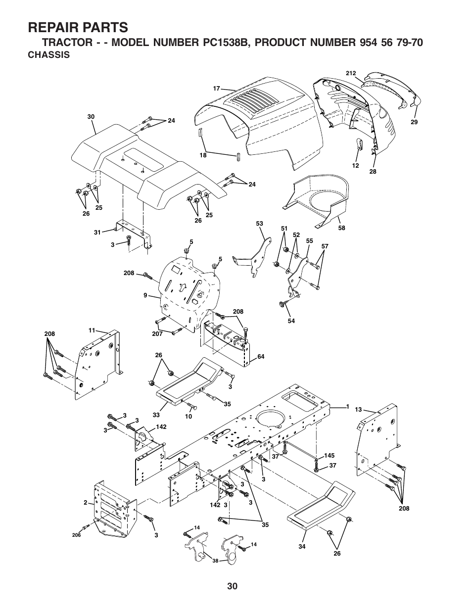Repair parts, Chassis | Poulan 183313 User Manual | Page 30 / 48