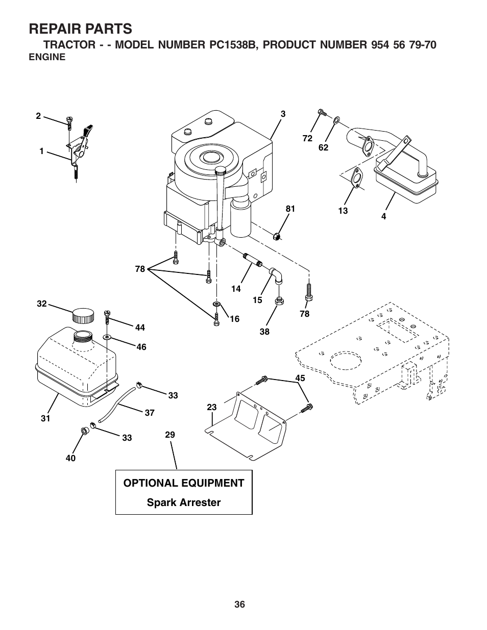 Repair parts | Poulan 183313 User Manual | Page 36 / 48
