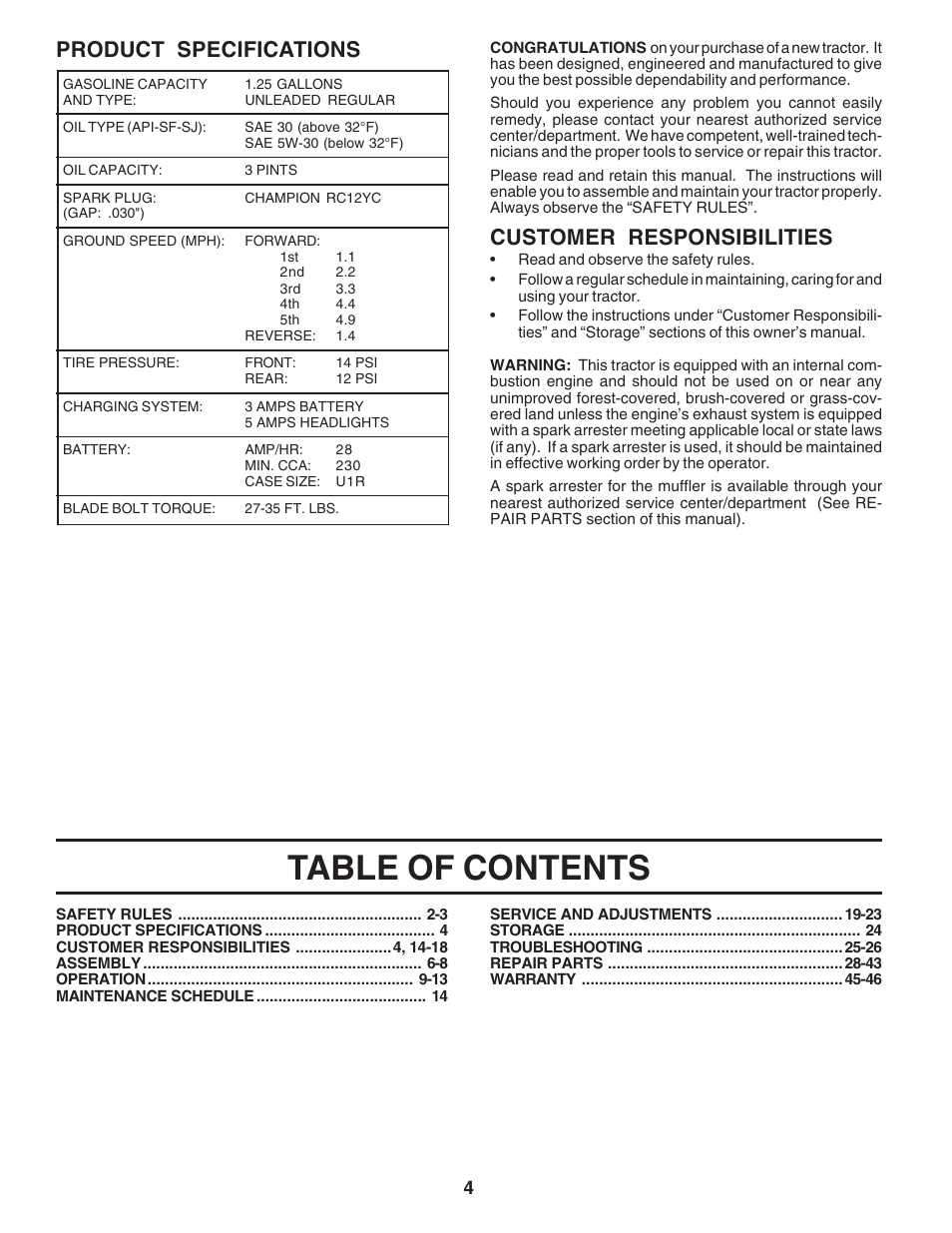 Poulan 183313 User Manual | Page 4 / 48
