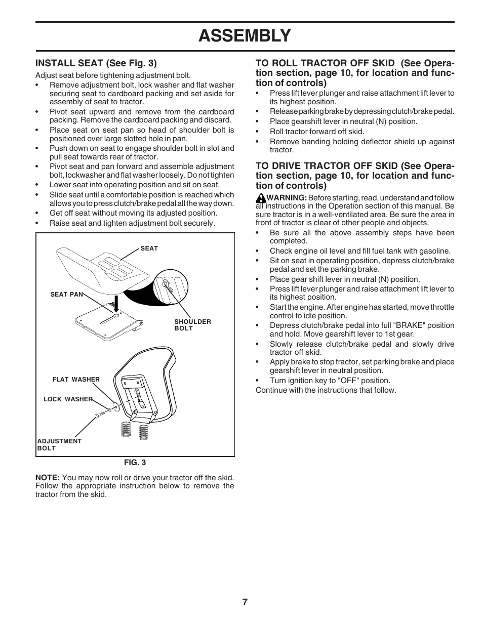 Assembly | Poulan 183313 User Manual | Page 7 / 48