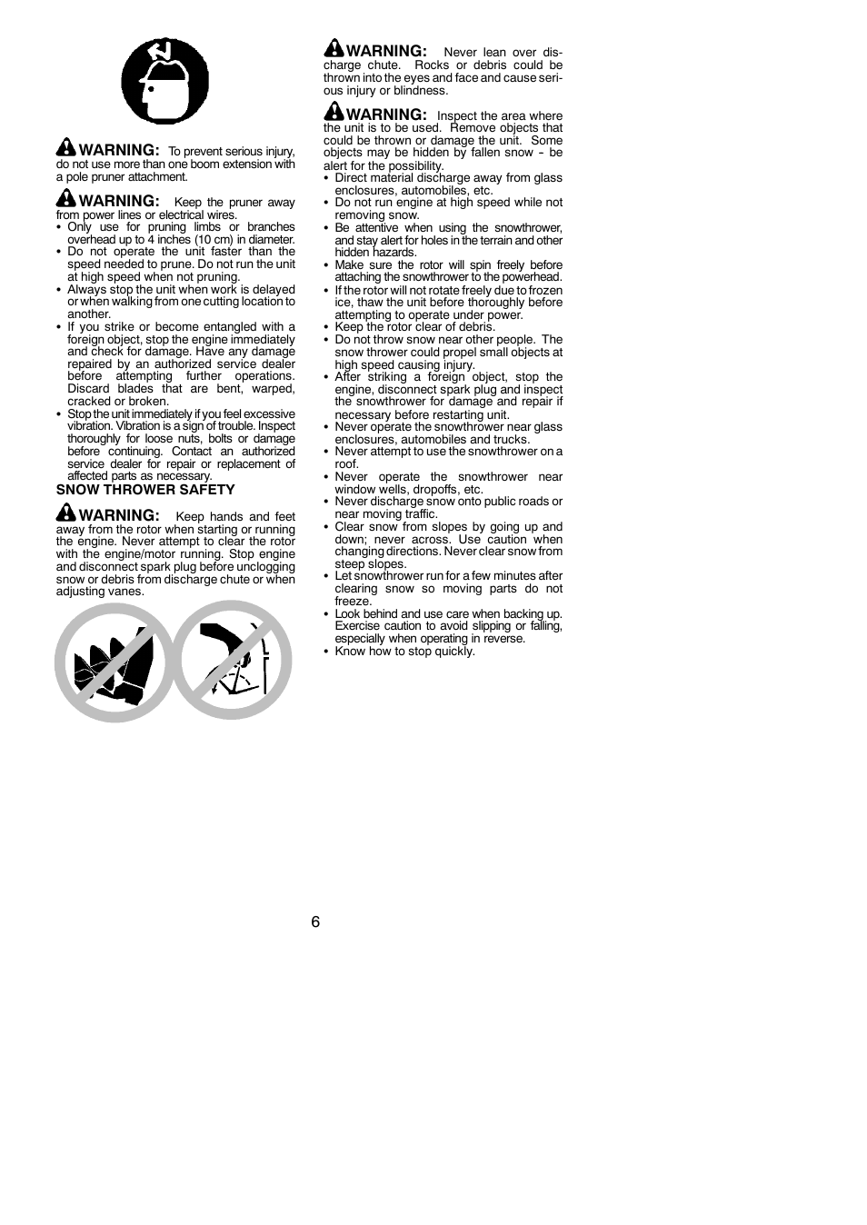 6warning, Warning | Poulan PPB250E User Manual | Page 6 / 16