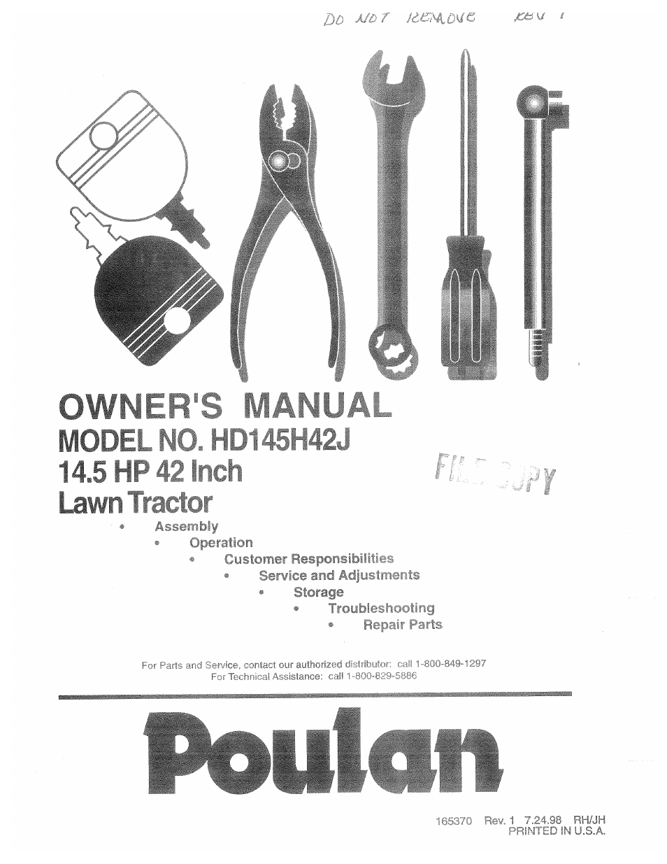 Poulan 165370 User Manual | 48 pages