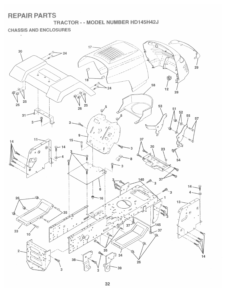 Repair parts | Poulan 165370 User Manual | Page 32 / 48