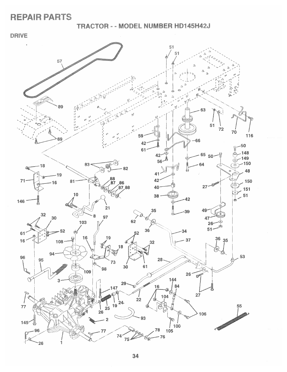 Repair parts | Poulan 165370 User Manual | Page 34 / 48