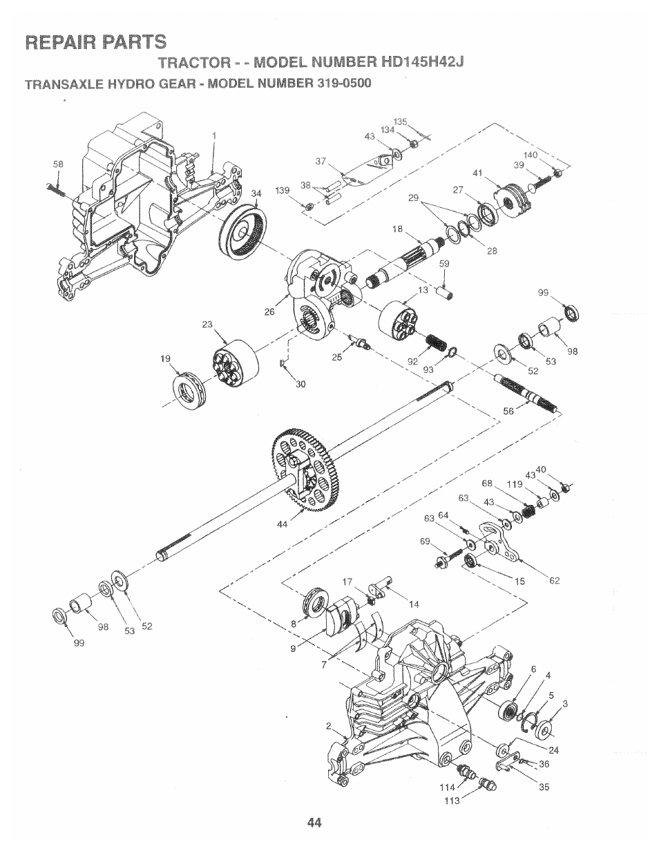 Repair parts | Poulan 165370 User Manual | Page 44 / 48