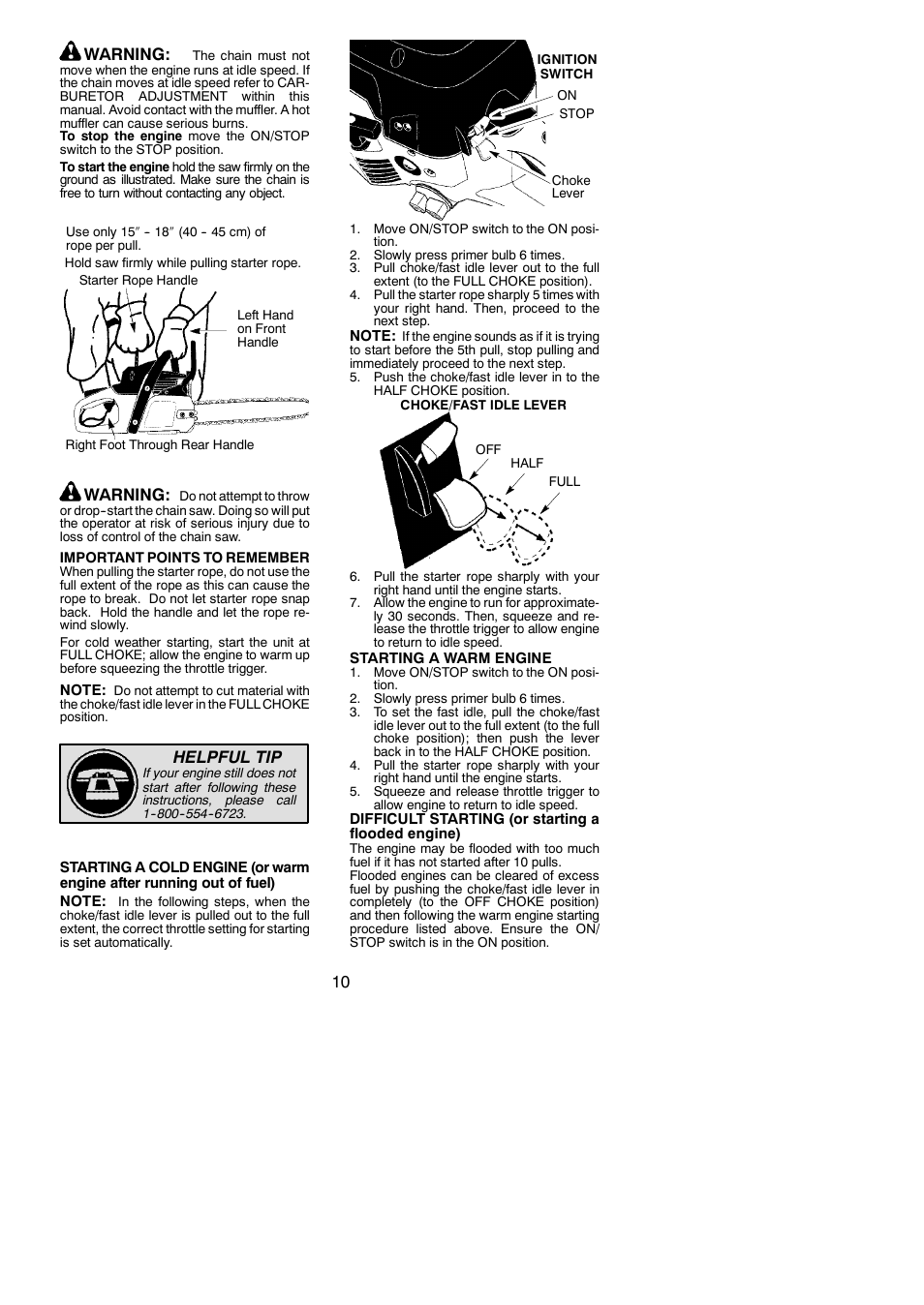 10 warning, Warning, Helpful tip | Poulan 952802151 User Manual | Page 10 / 21