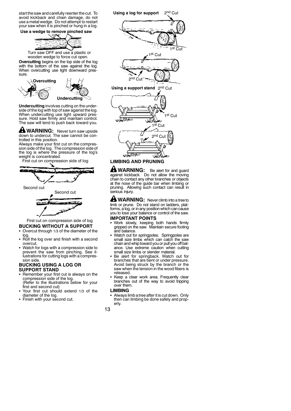 Warning | Poulan 952802151 User Manual | Page 13 / 21