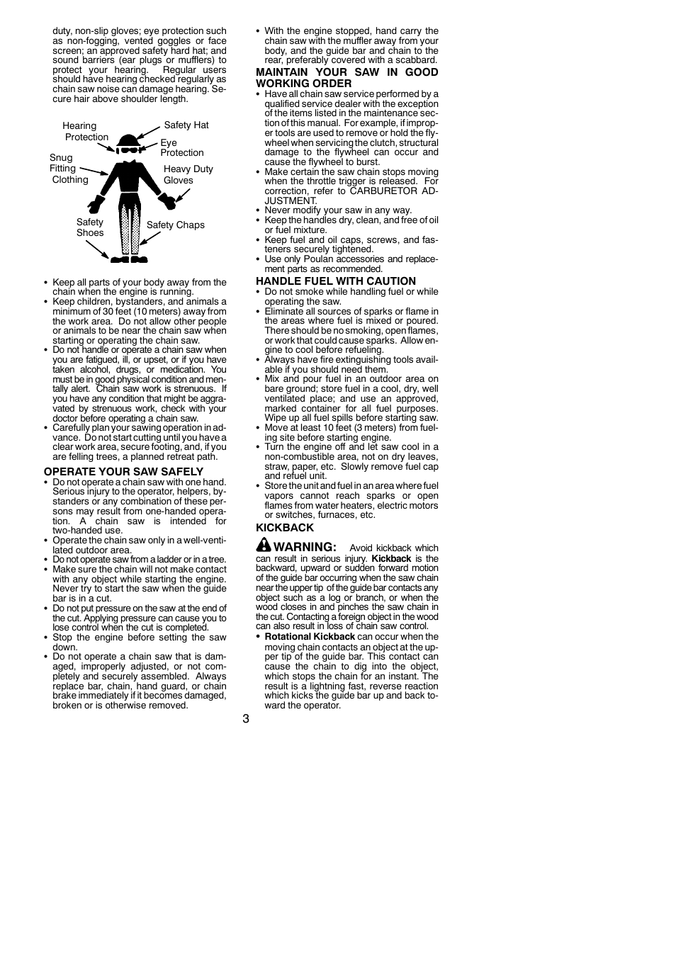 Warning | Poulan 952802151 User Manual | Page 3 / 21