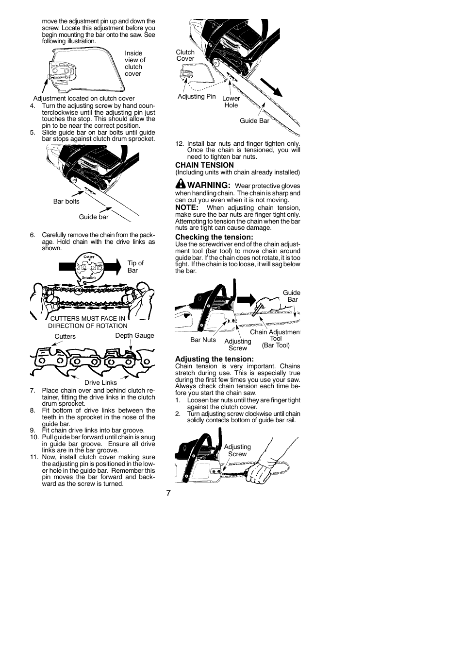 Warning | Poulan 952802151 User Manual | Page 7 / 21