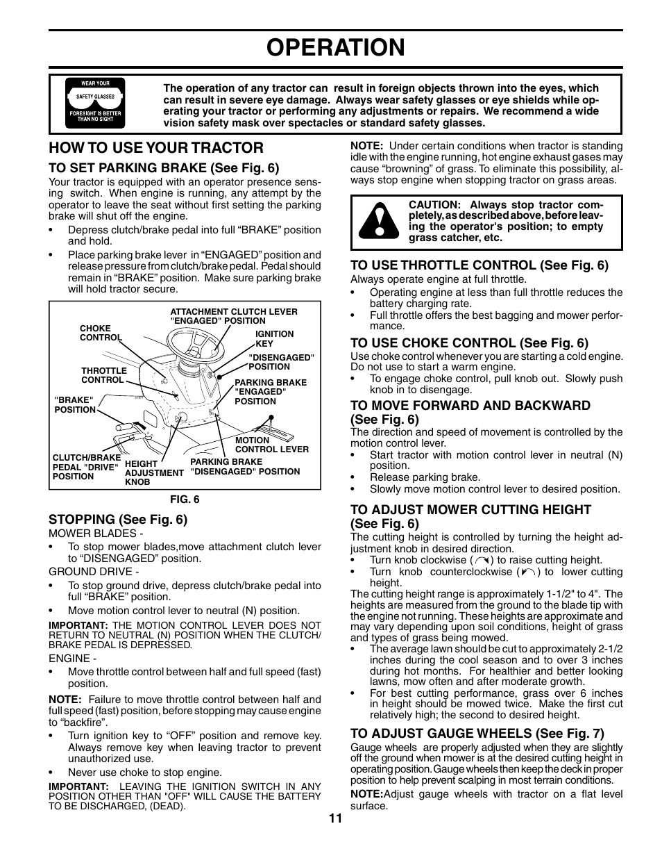 Operation, How to use your tractor | Poulan XT24H42LT User Manual | Page 11 / 30