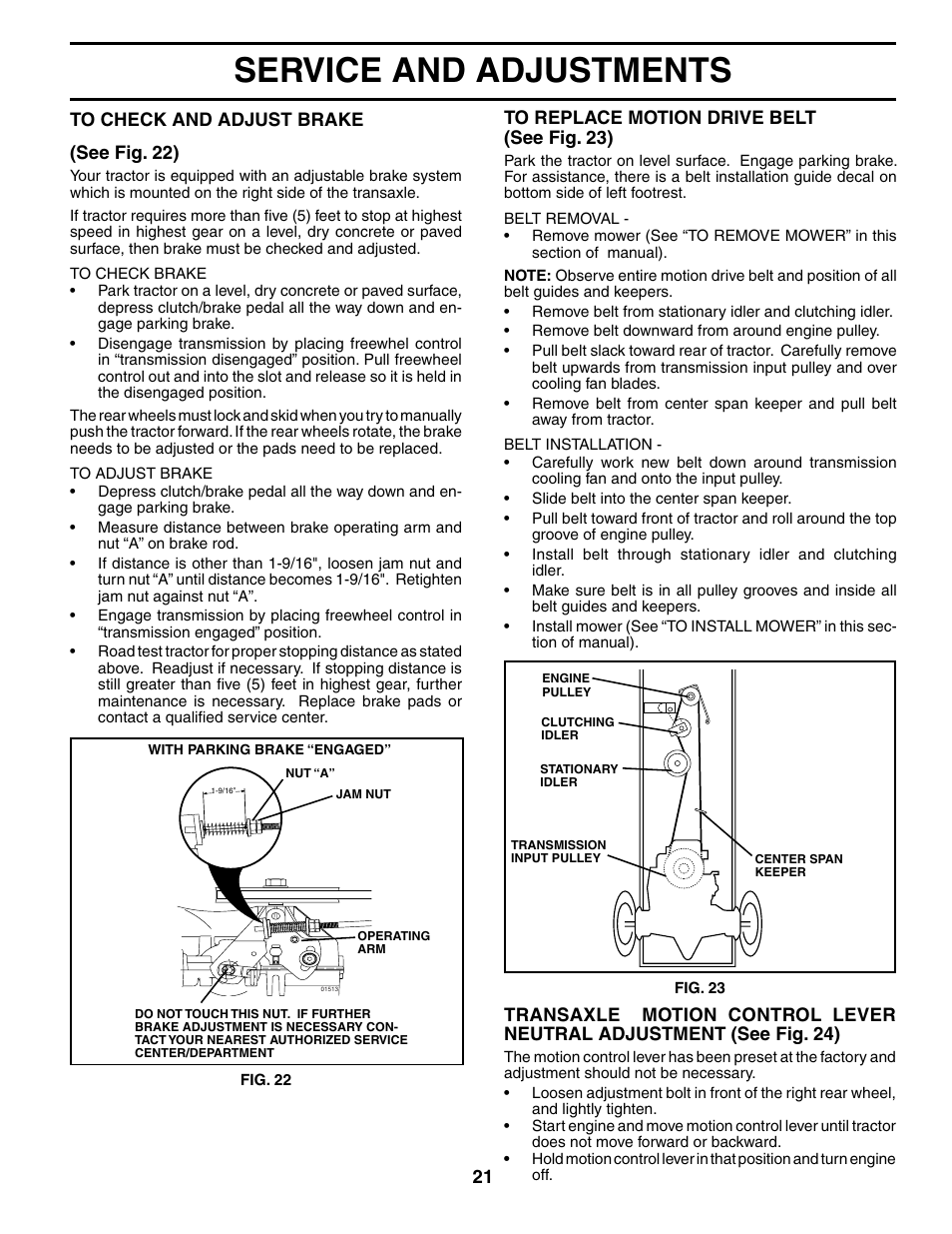 Service and adjustments | Poulan XT24H42LT User Manual | Page 21 / 30