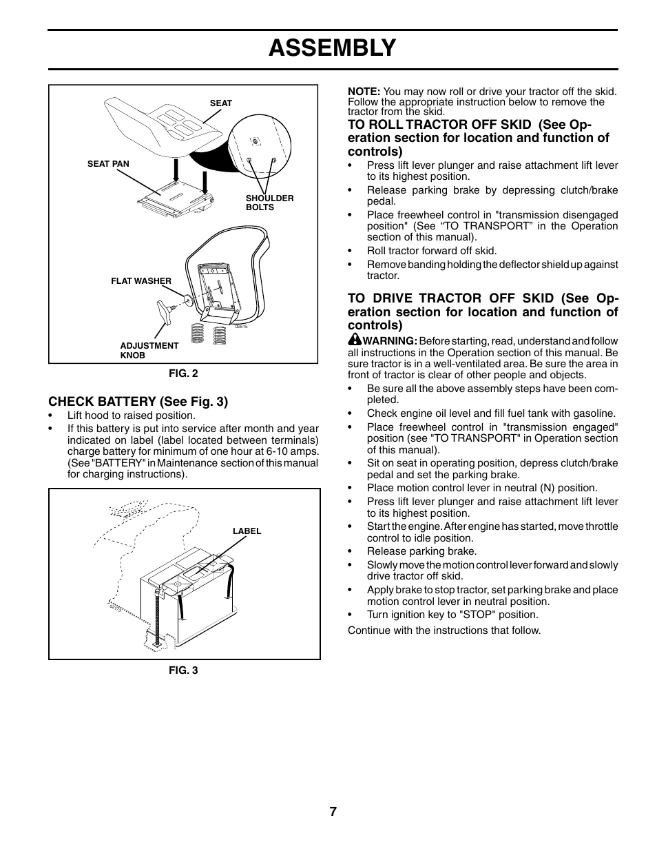 Assembly | Poulan XT24H42LT User Manual | Page 7 / 30