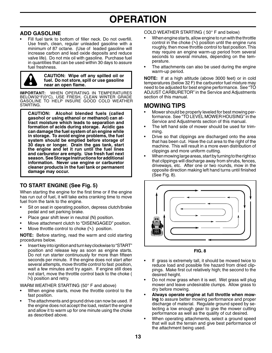 Operation, Mowing tips | Poulan 184518 User Manual | Page 13 / 48