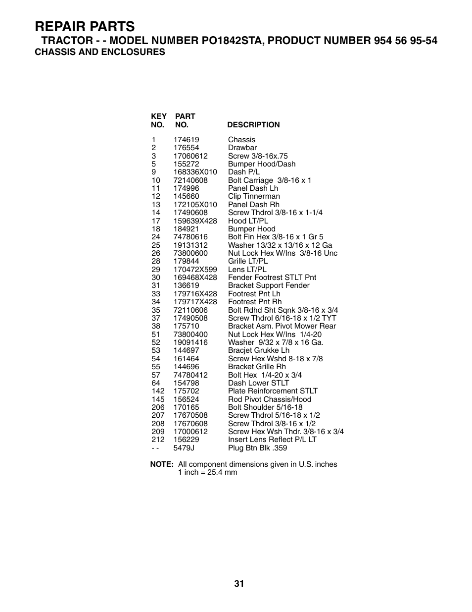 Repair parts | Poulan 184518 User Manual | Page 31 / 48