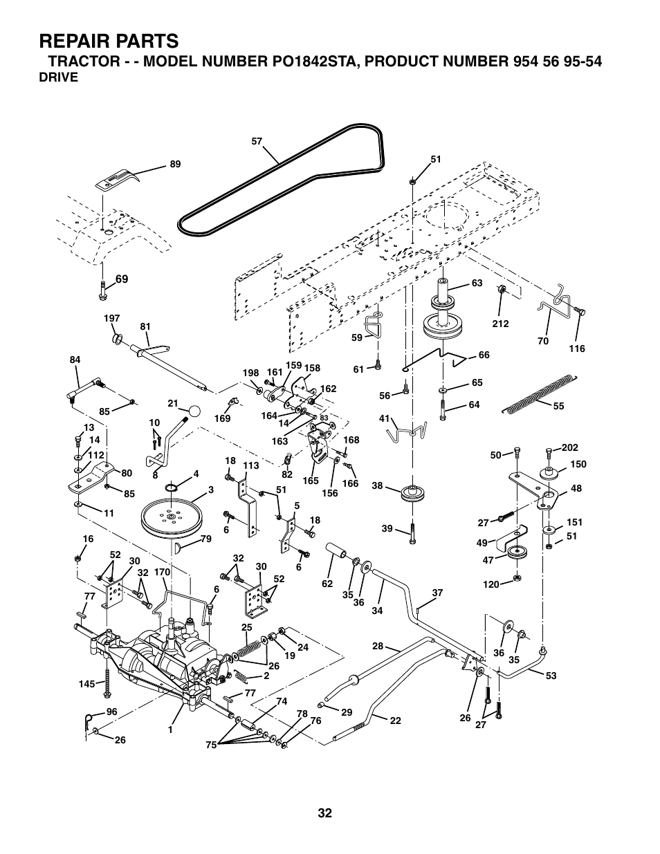 Repair parts, Drive | Poulan 184518 User Manual | Page 32 / 48