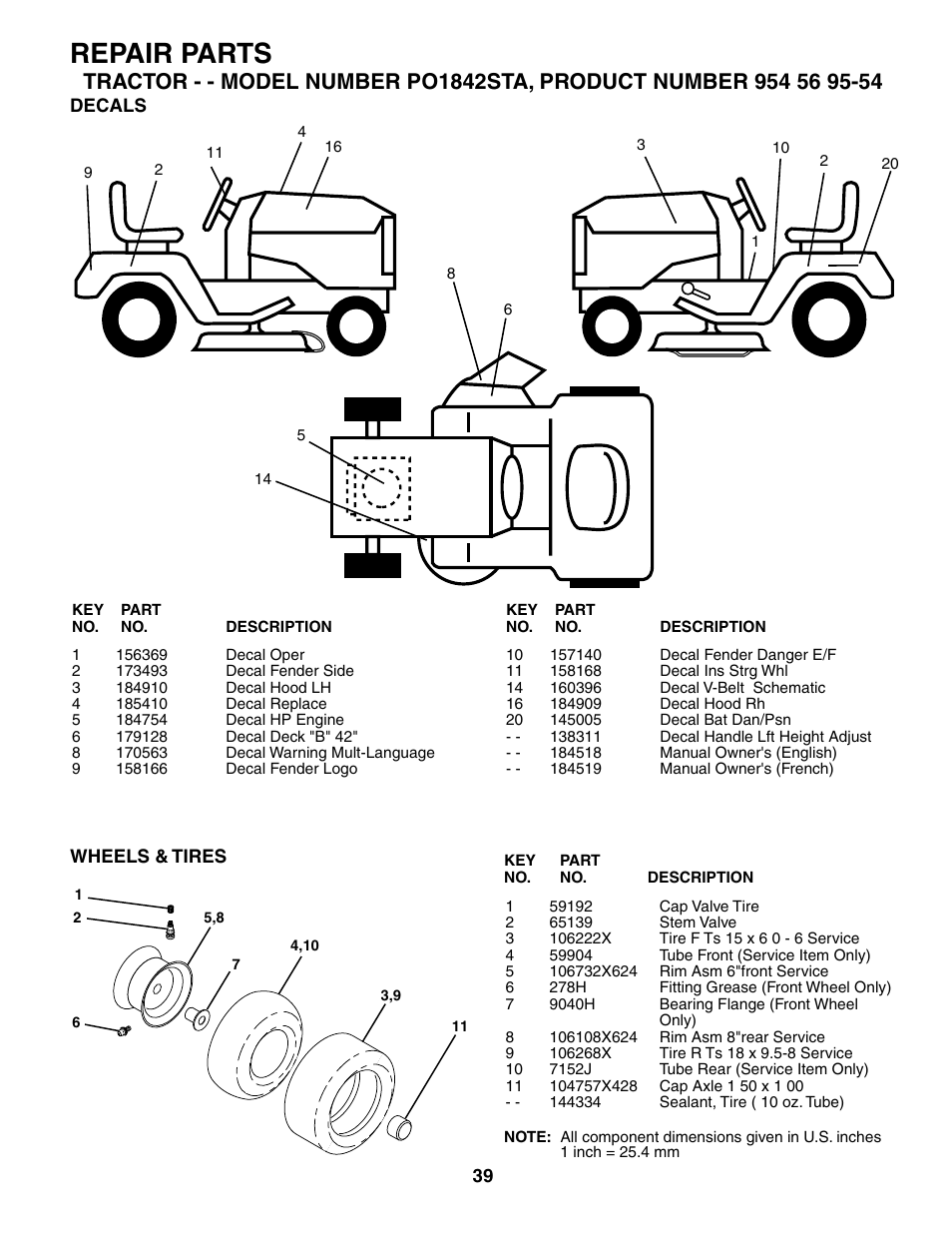 Repair parts | Poulan 184518 User Manual | Page 39 / 48