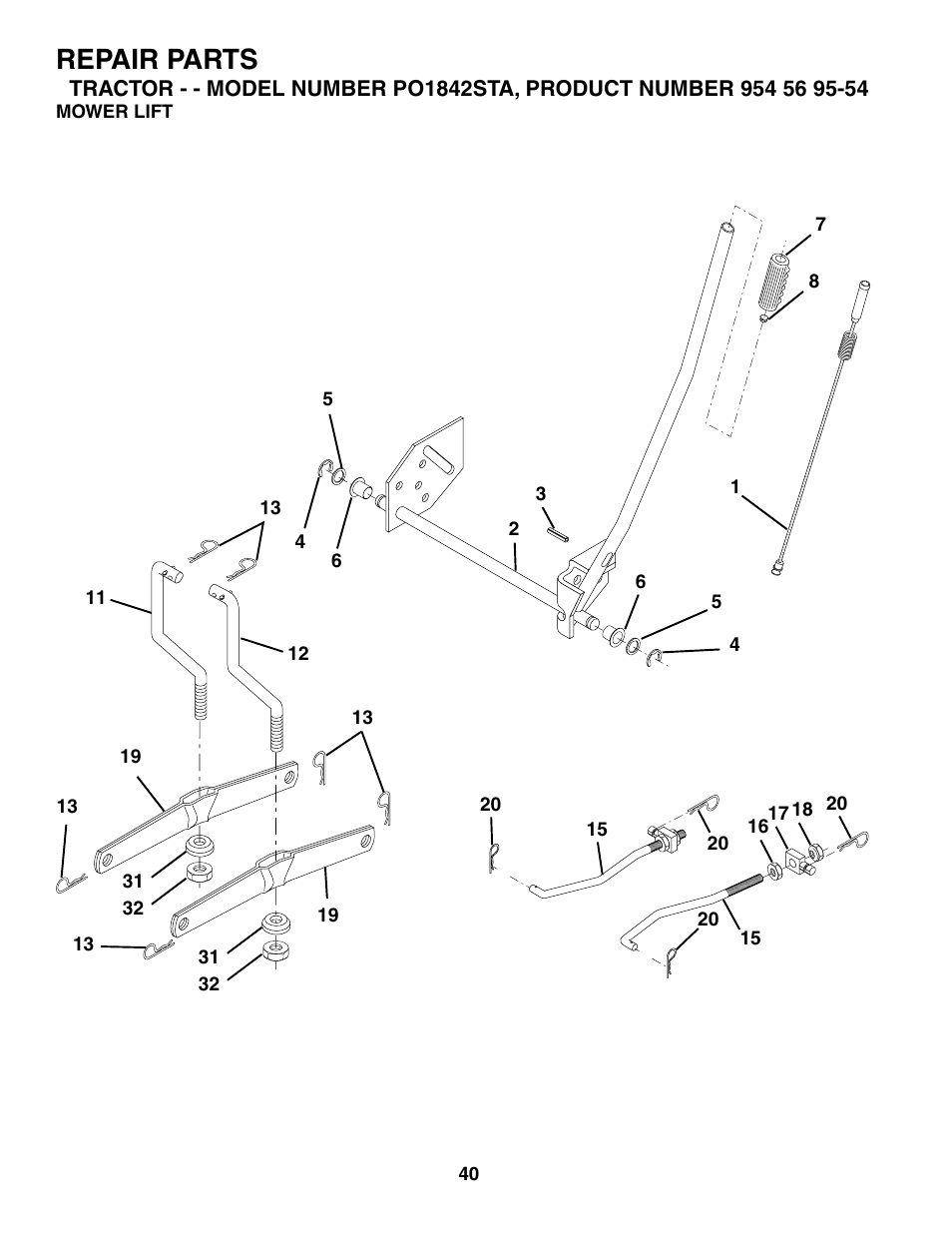 Repair parts | Poulan 184518 User Manual | Page 40 / 48