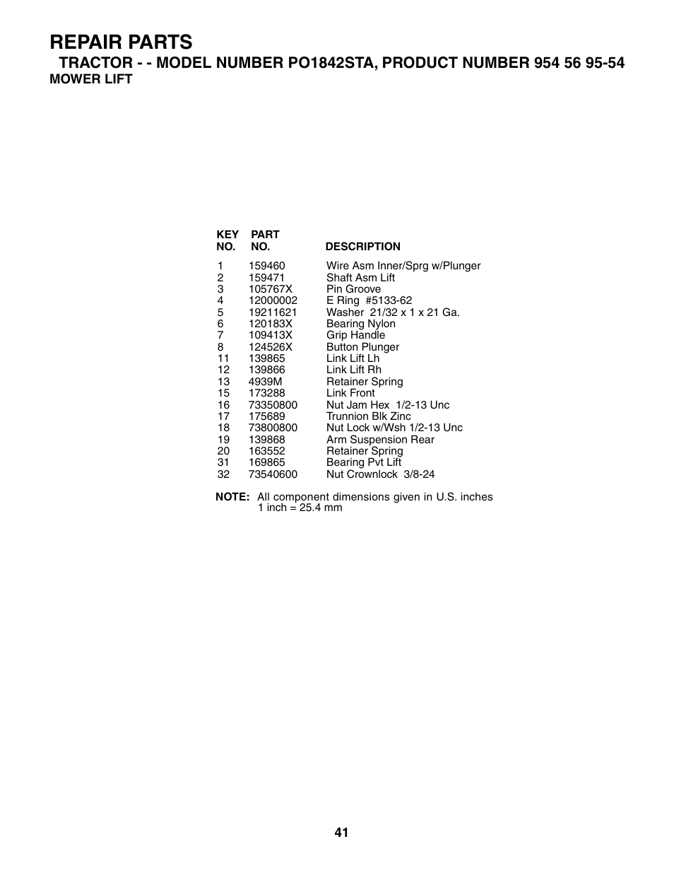 Repair parts | Poulan 184518 User Manual | Page 41 / 48
