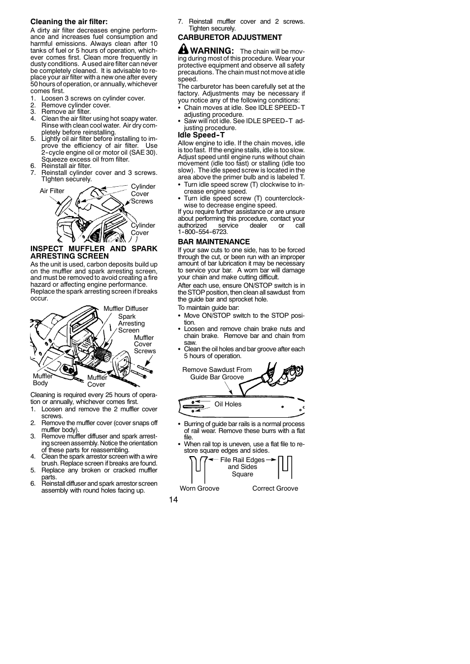 Warning | Poulan 530165412 User Manual | Page 14 / 18