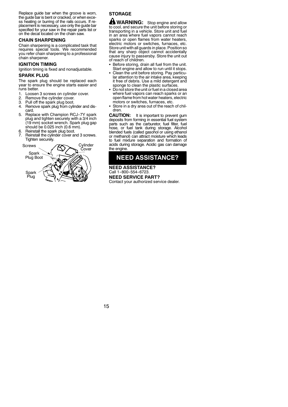 Need assistance, Warning | Poulan 530165412 User Manual | Page 15 / 18