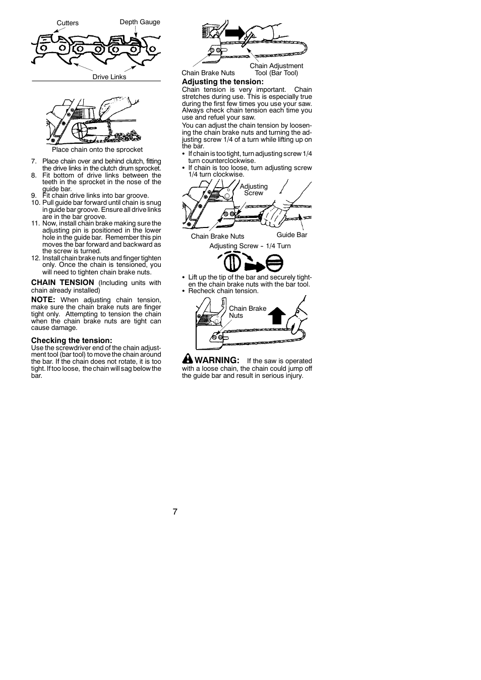 Warning | Poulan 530165412 User Manual | Page 7 / 18