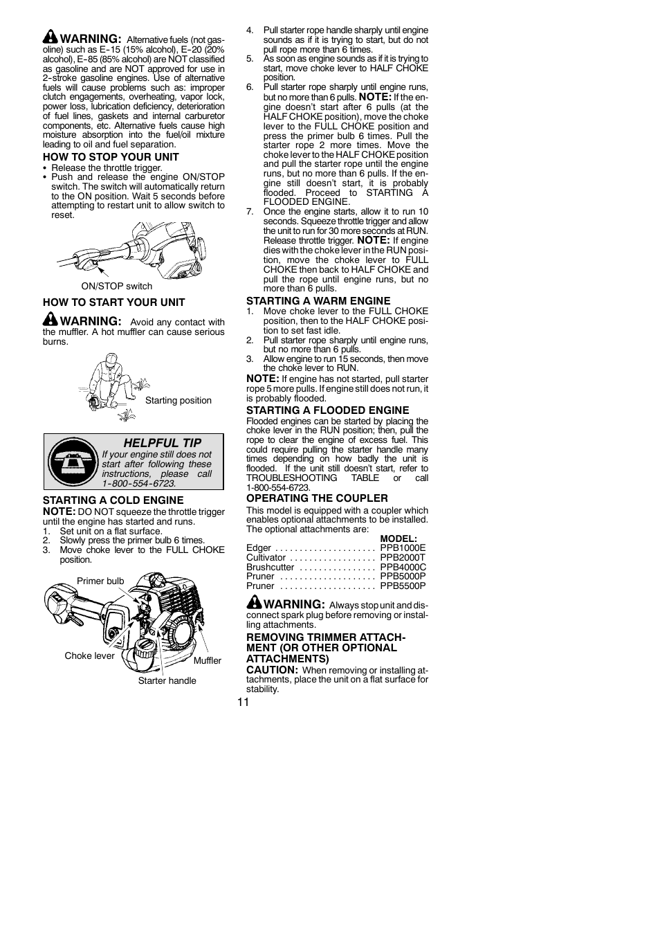11 warning, Warning, Helpful tip | Poulan Pro PP335 User Manual | Page 11 / 18