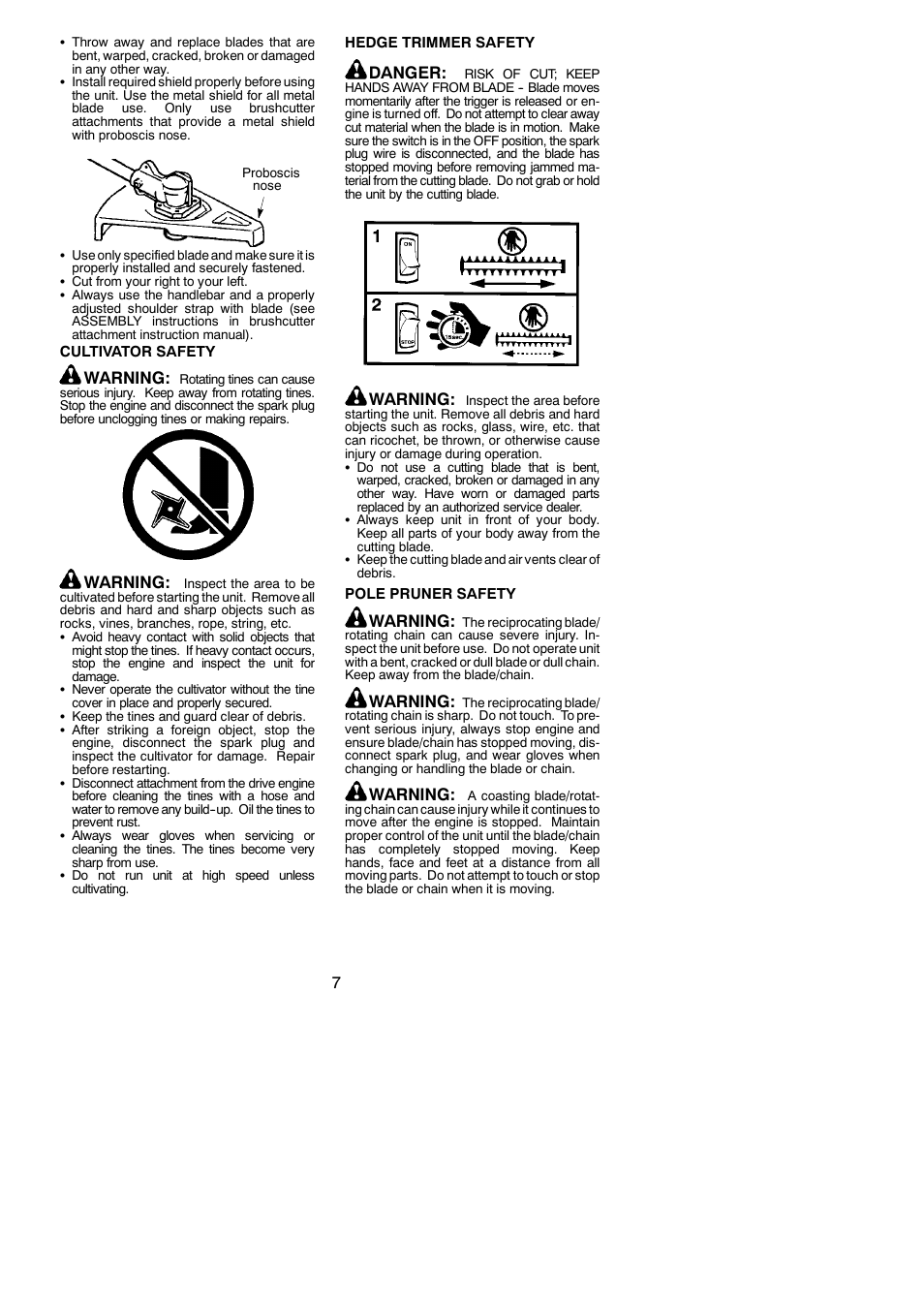 Warning, Danger | Poulan Pro PP335 User Manual | Page 7 / 18