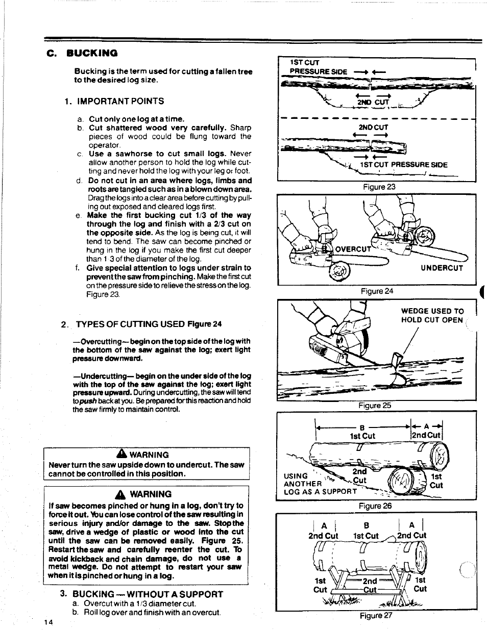 C. bucking | Poulan 2300 AV User Manual | Page 14 / 24