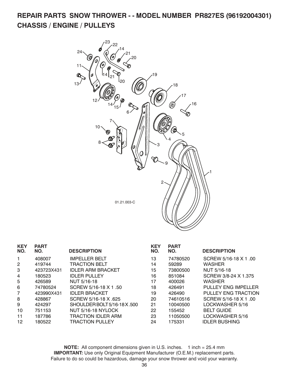 Poulan 96192004301 User Manual | Page 36 / 44