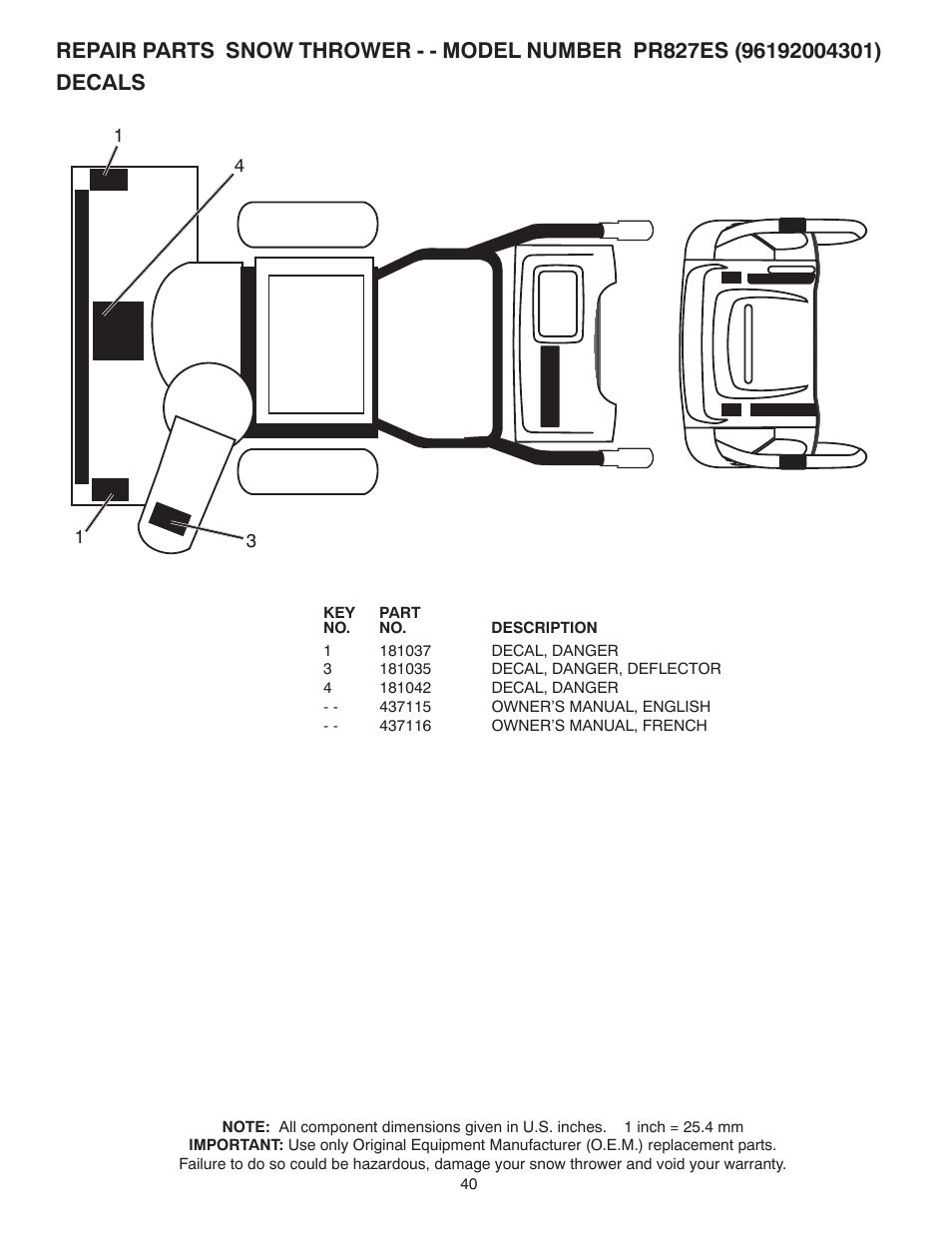 Decals | Poulan 96192004301 User Manual | Page 40 / 44
