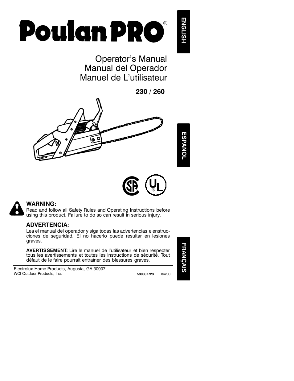 Poulan 530087723 User Manual | 15 pages