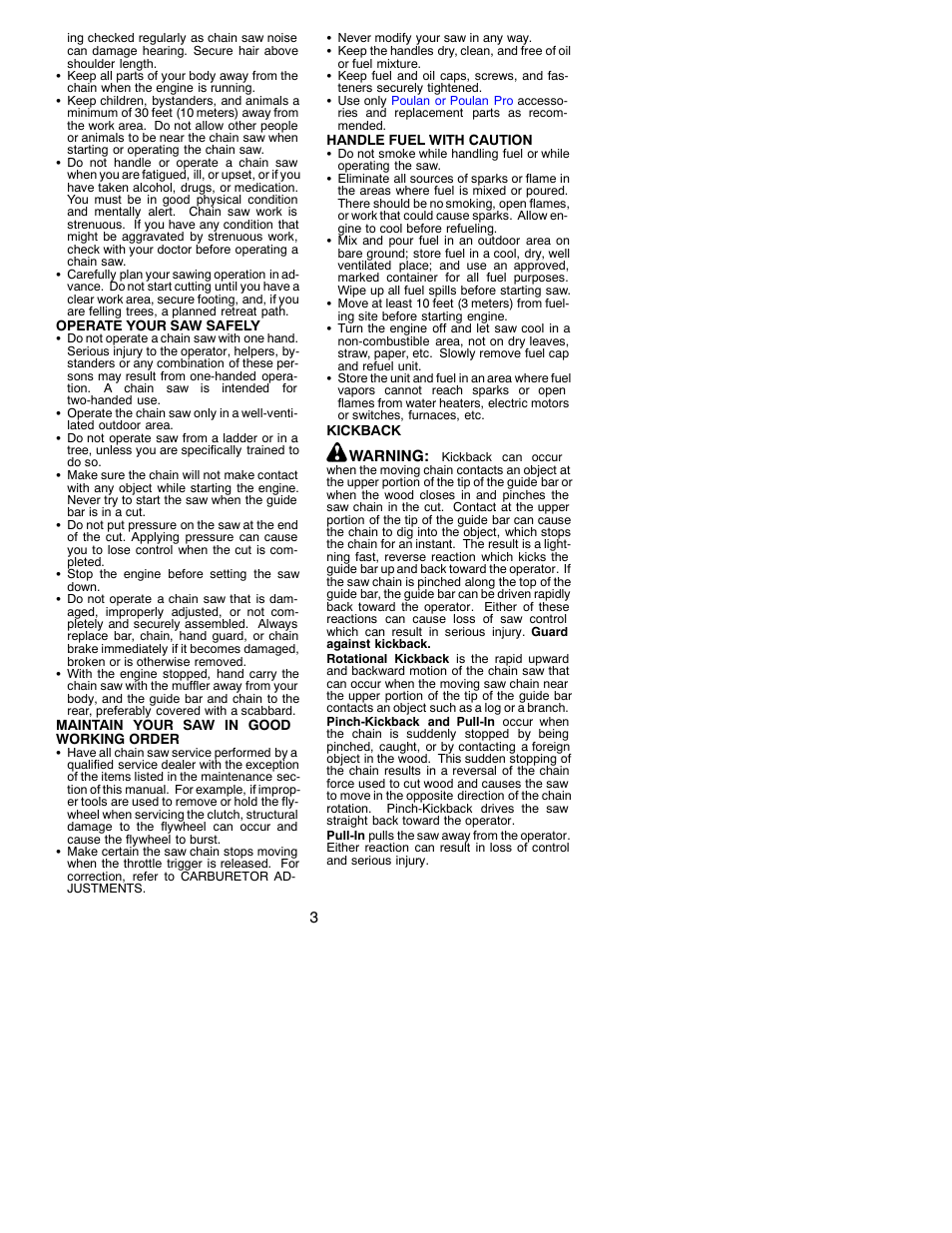 Poulan 530087723 User Manual | Page 3 / 15