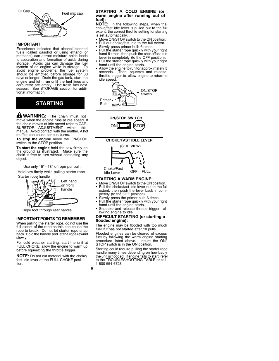 Starting | Poulan 530087723 User Manual | Page 8 / 15