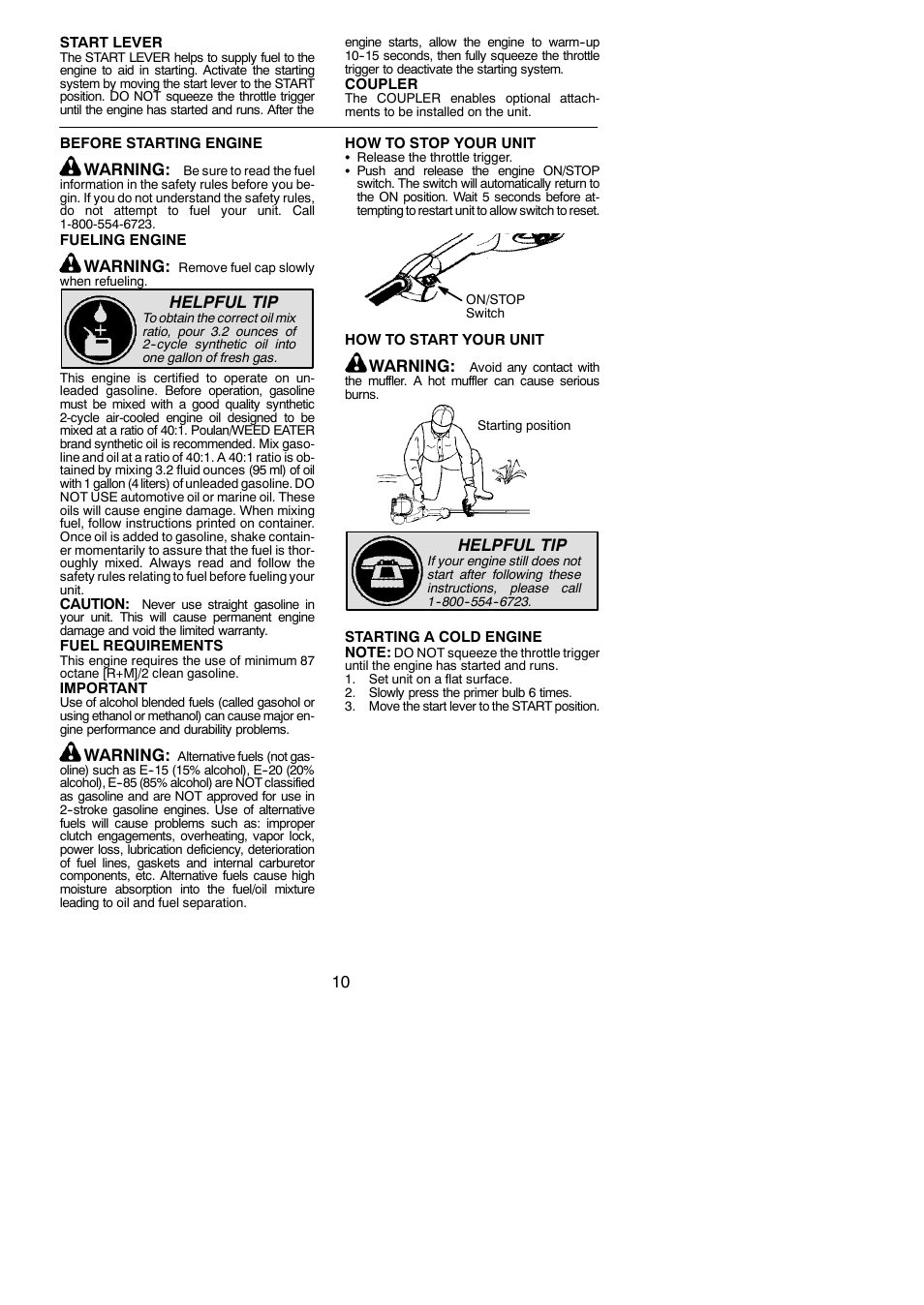 Warning, Helpful tip | Poulan Pro SM705 User Manual | Page 10 / 18