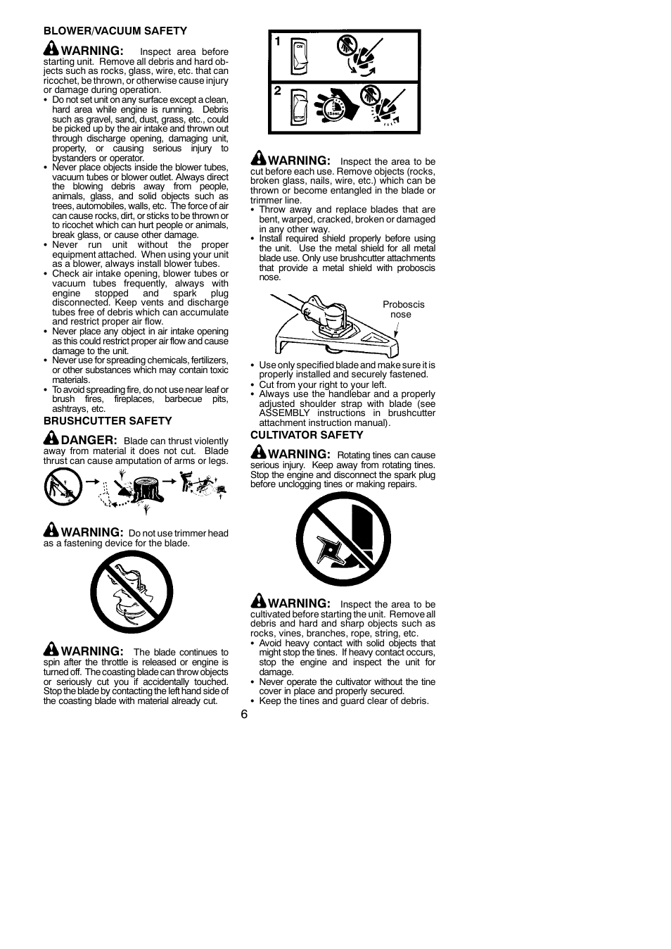 Warning, Danger | Poulan Pro SM705 User Manual | Page 6 / 18