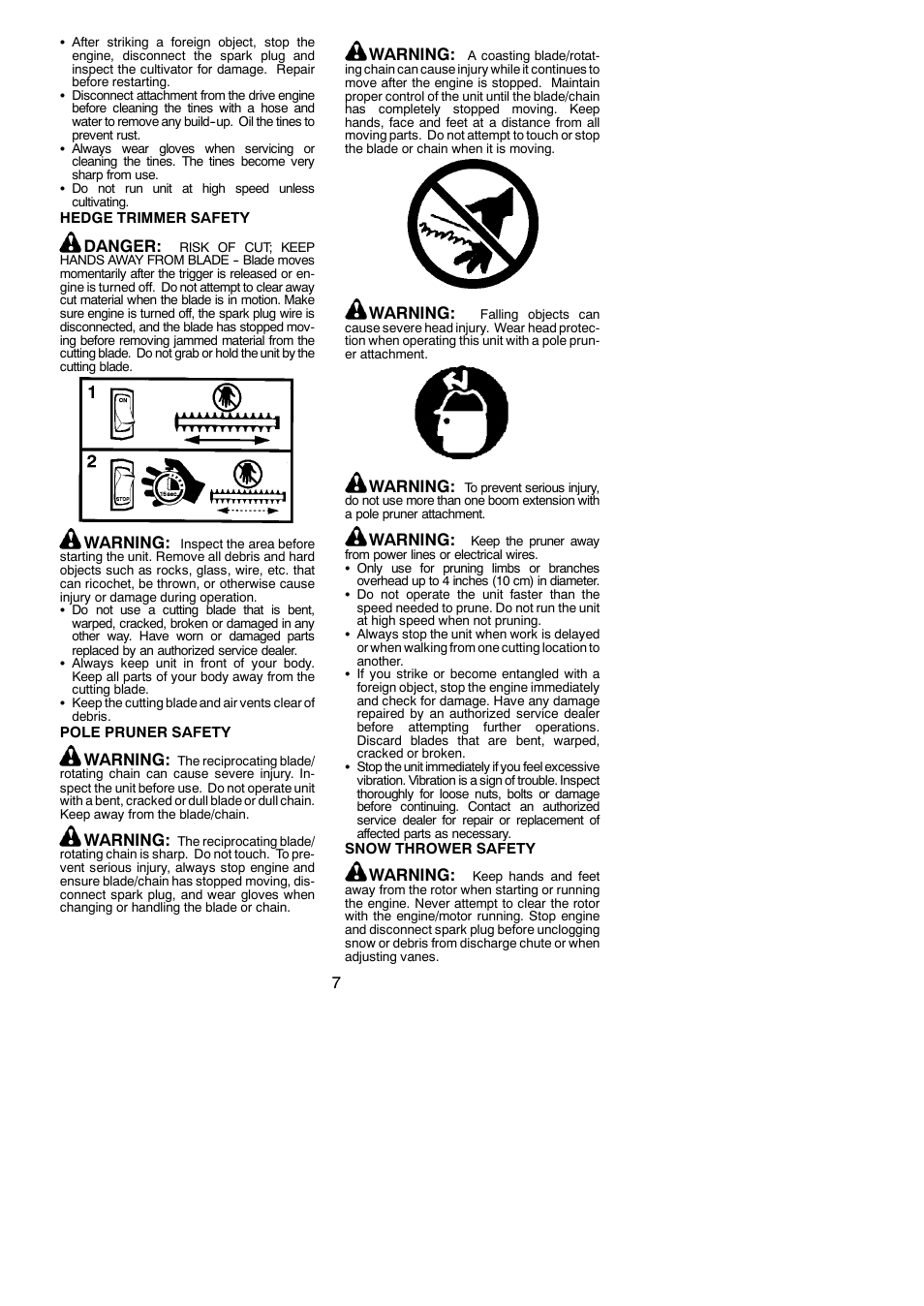 Danger, Warning | Poulan Pro SM705 User Manual | Page 7 / 18