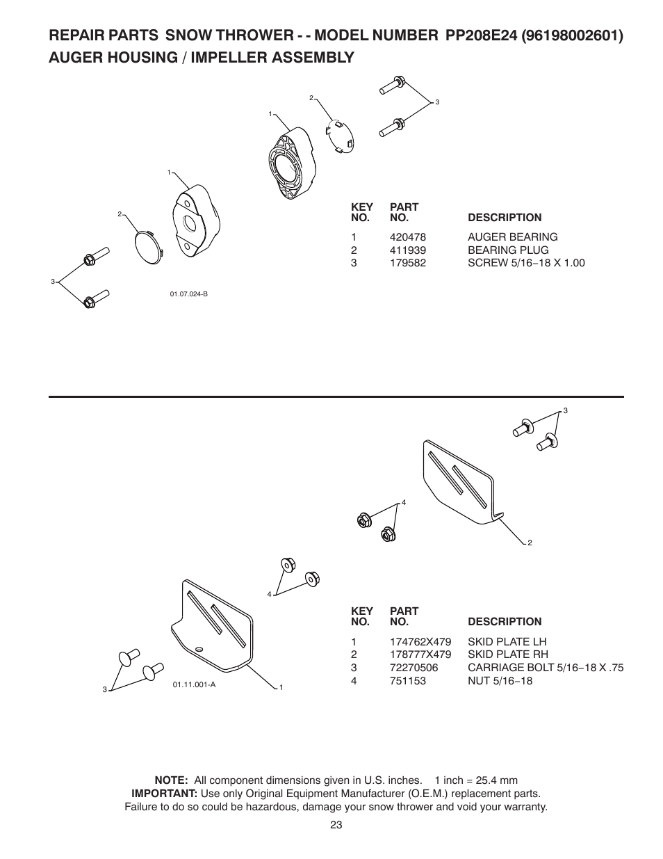 Poulan Pro PP208E24 SNOW THROWER User Manual | Page 23 / 40