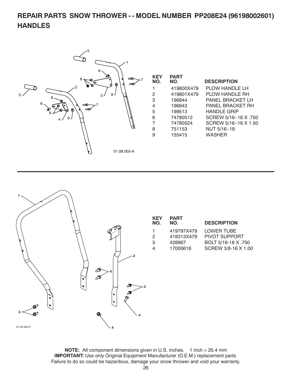 Handles | Poulan Pro PP208E24 SNOW THROWER User Manual | Page 26 / 40