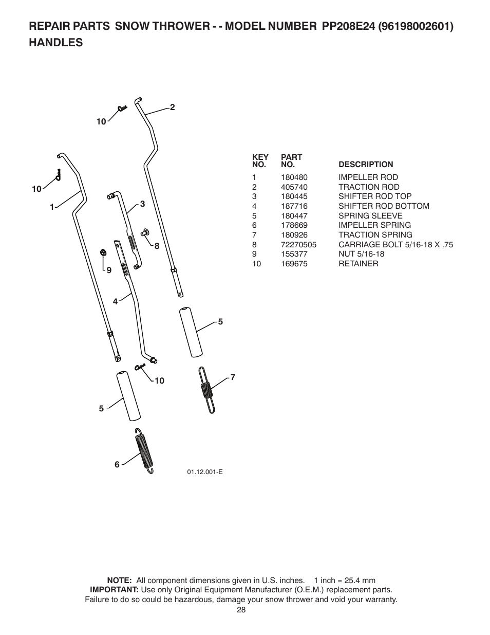 Poulan Pro PP208E24 SNOW THROWER User Manual | Page 28 / 40