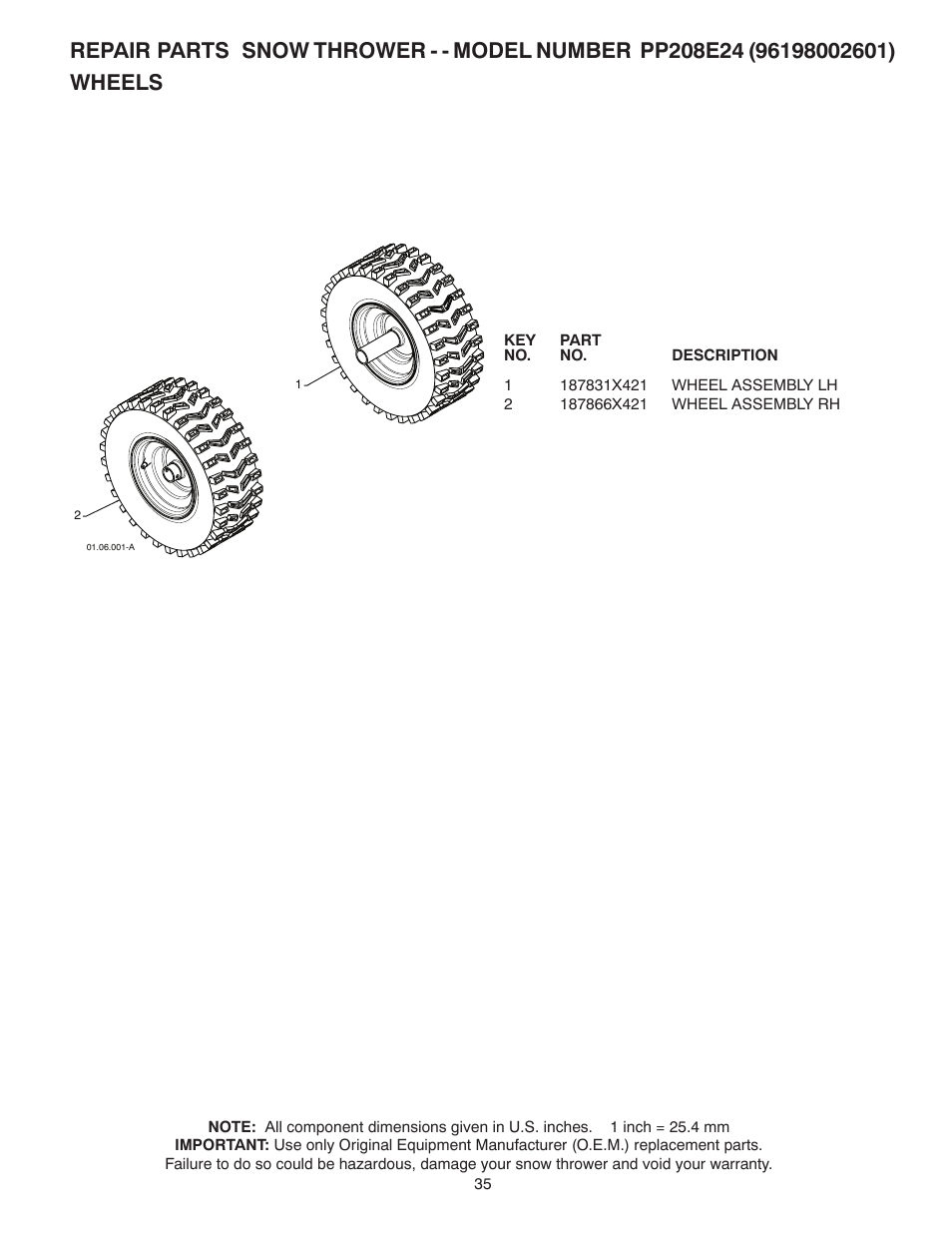Wheels | Poulan Pro PP208E24 SNOW THROWER User Manual | Page 35 / 40
