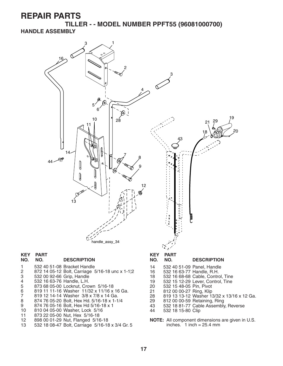 Repair parts | Poulan 96081000700 User Manual | Page 17 / 24