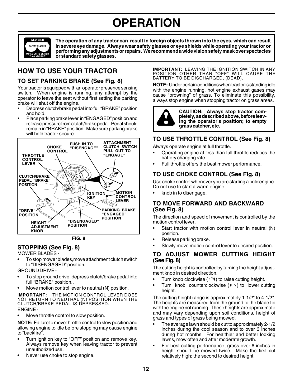 Operation, How to use your tractor | Poulan 176873 User Manual | Page 12 / 52