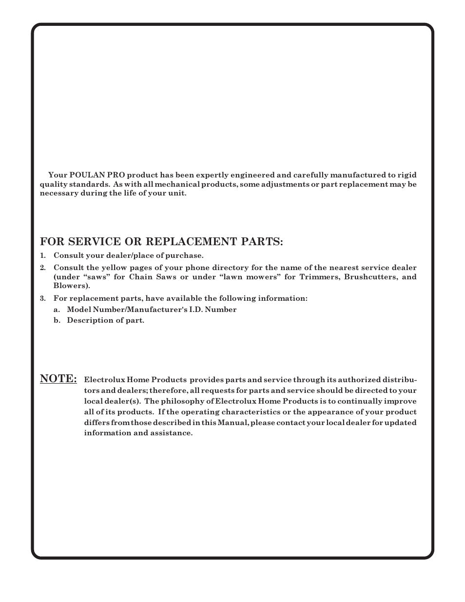 Parts and service | Poulan 176873 User Manual | Page 52 / 52