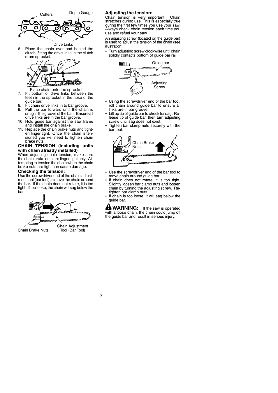 Warning | Poulan 2004-09 User Manual | Page 7 / 18