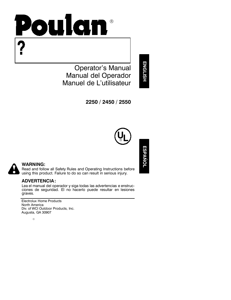 Poulan 2250 EN User Manual | 13 pages