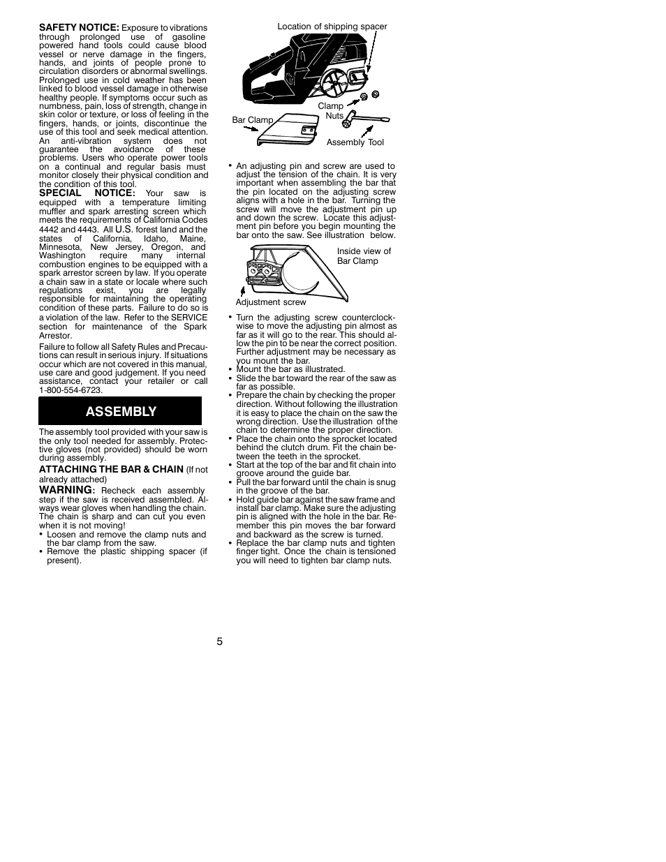 Assembly | Poulan 2250 EN User Manual | Page 5 / 13