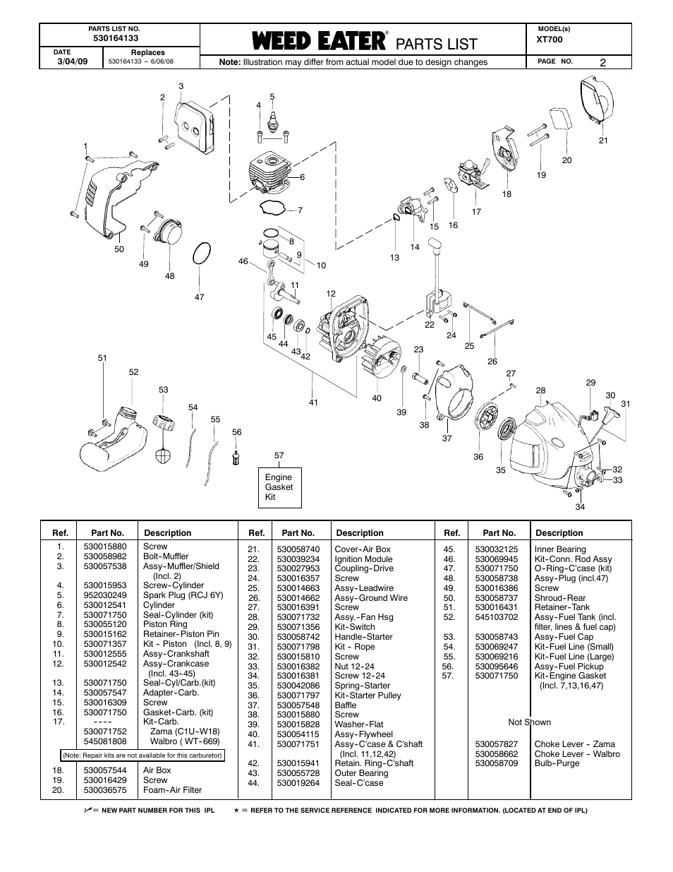 Engine, Poulan parts list, Poulan pro parts list paramount parts list | Parts list | Poulan 530164133 User Manual | Page 2 / 2
